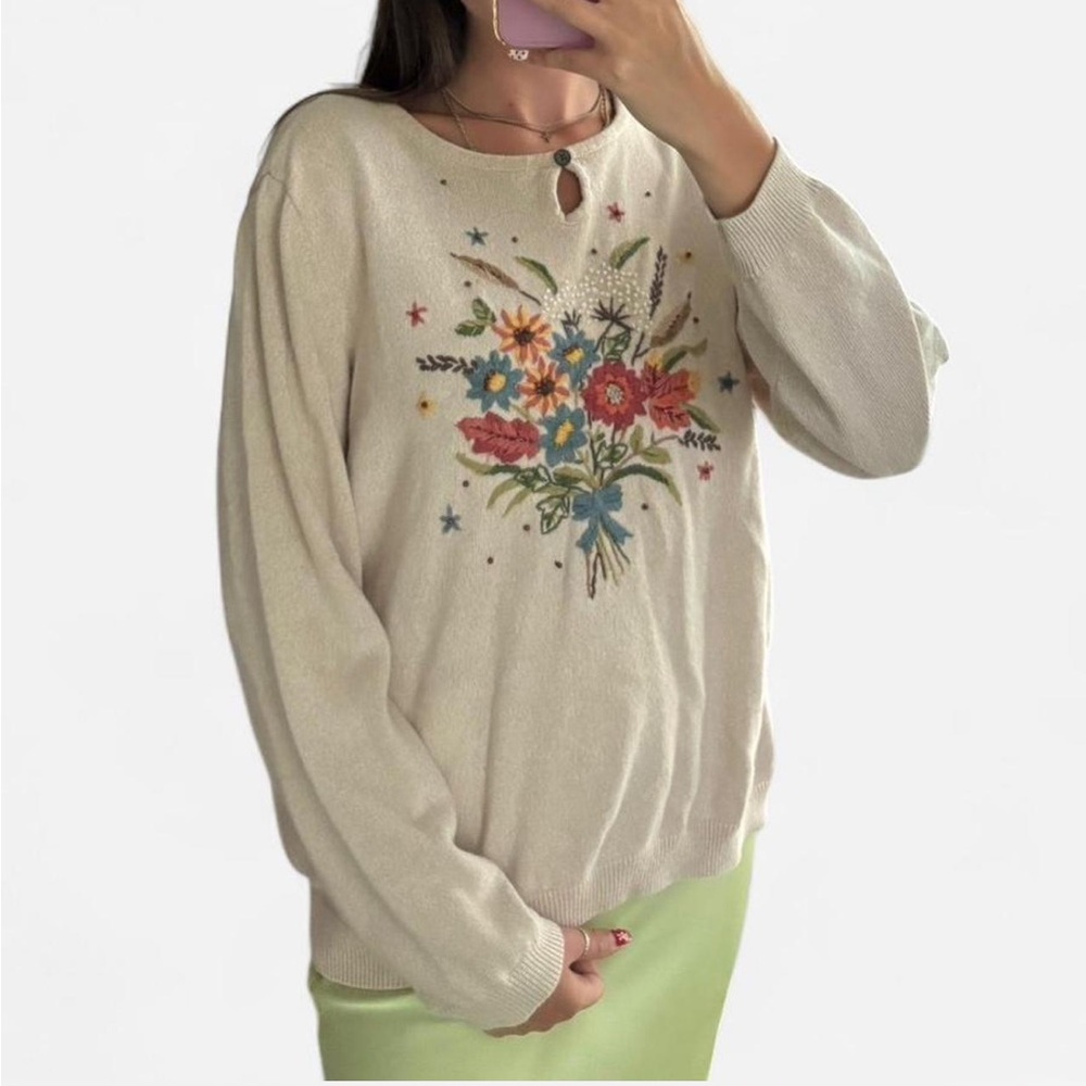 Floral Embroidered Sweater
